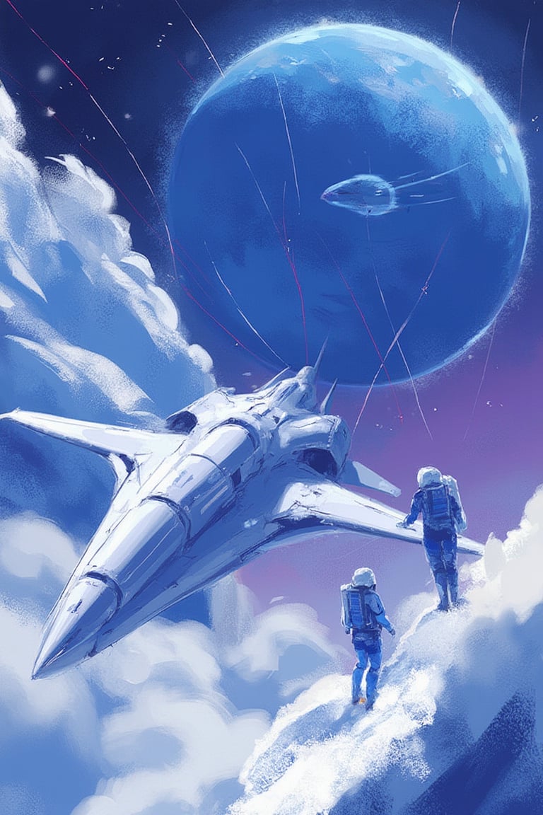 aesthetic,  A fascinating and mysterious digital illustration depicts a strange and surreal sight: a small white spaceship...