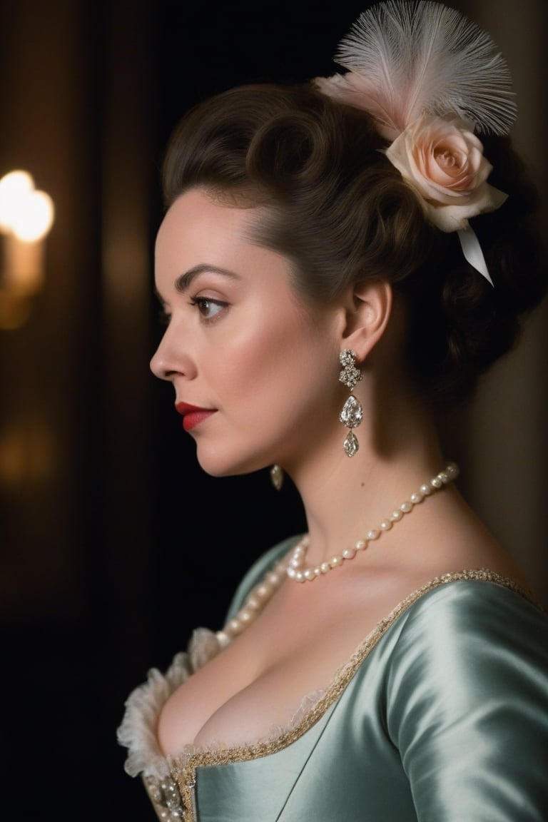 (((Portrait of iconic Madame but extremely beautiful background New York night,  18th-century ))) (((intricate details,  m...