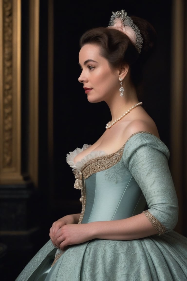 (((Portrait of iconic Madame but extremely beautiful background New York night,  18th-century ))) (((intricate details,  m...