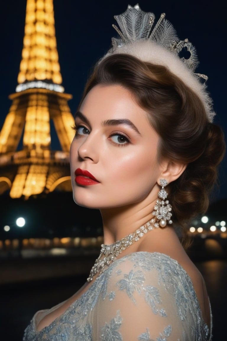 (((Portrait of iconic Madame but extremely beautiful background Paris night,  (1898)French ))) (((intricate details,  mast...