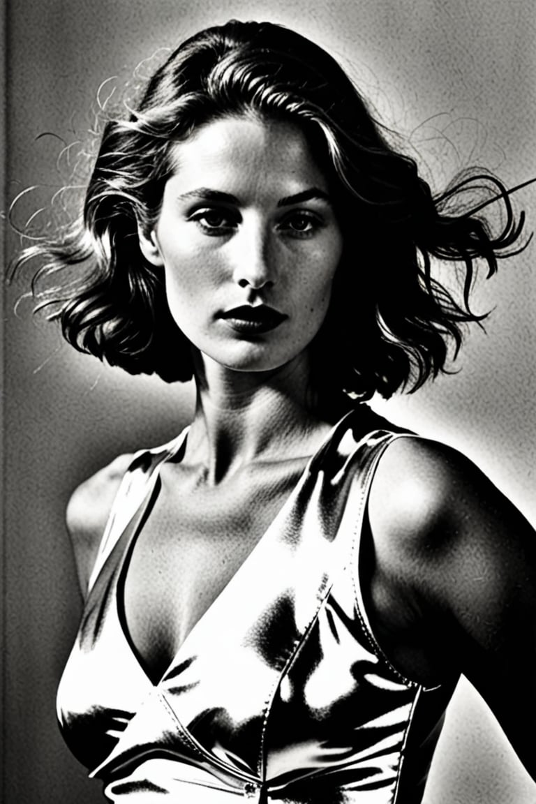 (((Iconic extremely beautiful)))
(((The image is a black and white portrait of a woman with distinctive features. The background is nondescript, providing no context or story. The focus is solely on the subject and her presentation.)
(((Beautiful Gorgeous,
voluptuous))) 
(((Chiaroscuro light colors background)))
(((wista perfil)))
(((masterpiece,minimalist,epic, hyperrealistic,photorealistic))) 
(((By Annie Leibovitz style,by Wes Anderson style)))