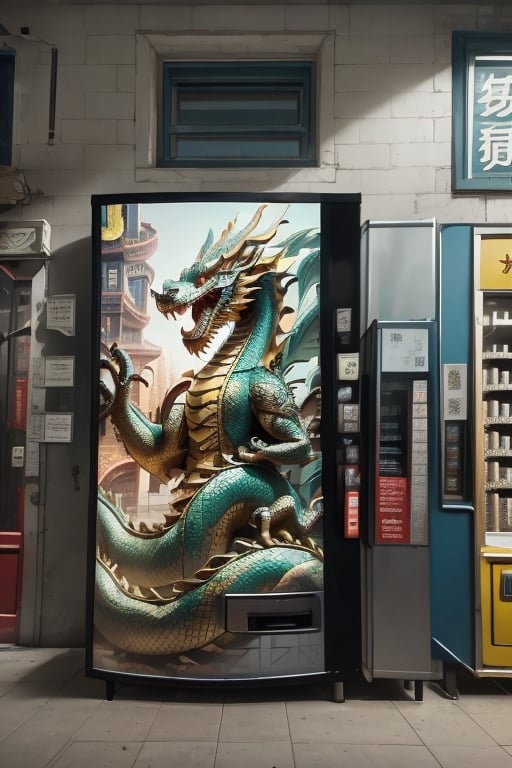 A dragon on vending machine,Oriental Dragon