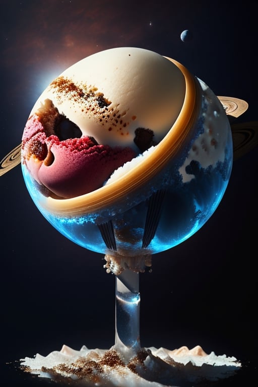 masterpiece, best quality, 
ICE cream scoop as The planet earth in the Solar System ,
Planet Saturn ,
Planet Jupiter,
ICE cream Glass,
,earth (planet)