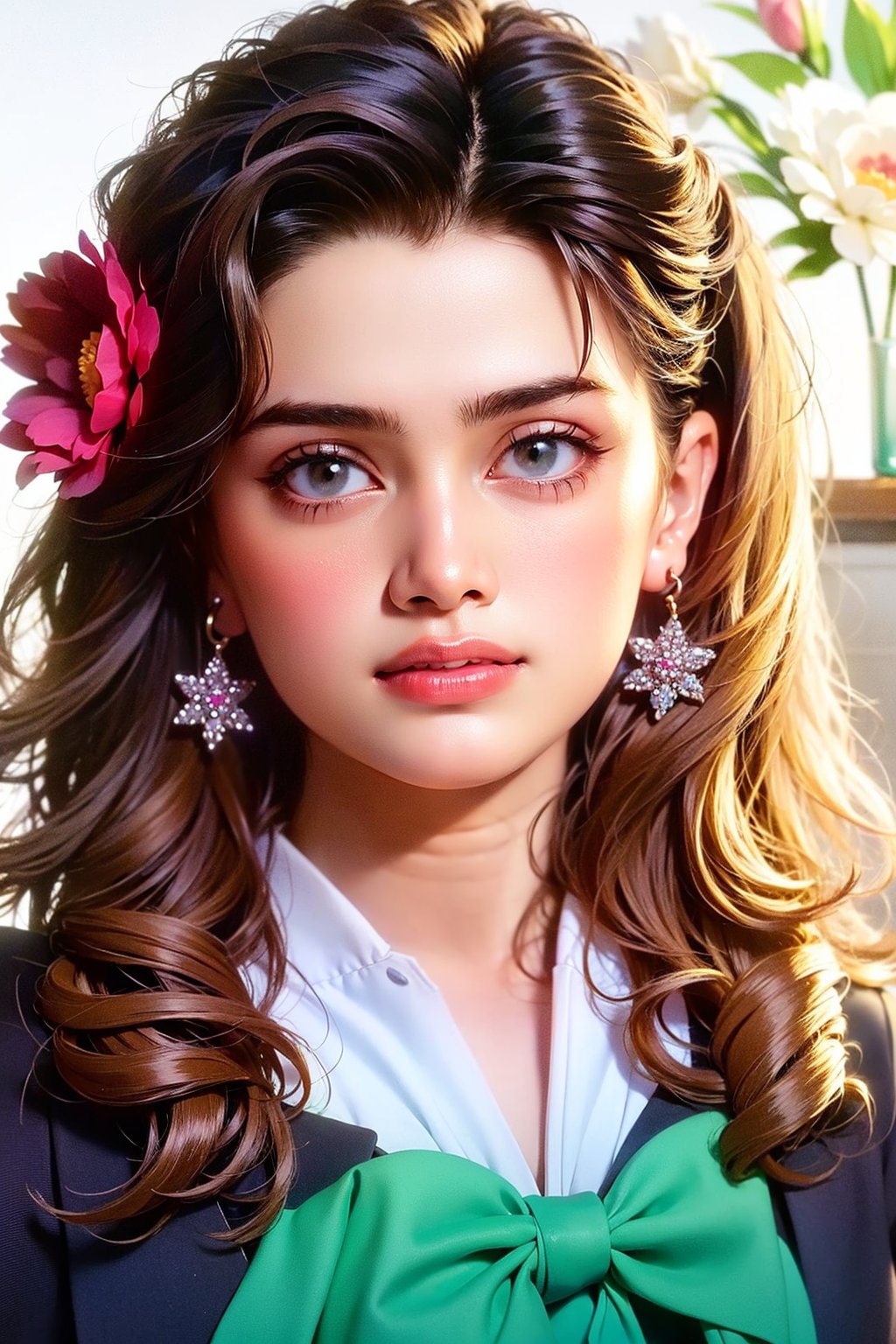 (1girl),  (2golems). Very beautiful and badass girl (pale skin,  light blonde hair and eyes; evening dress by Newborn12345...