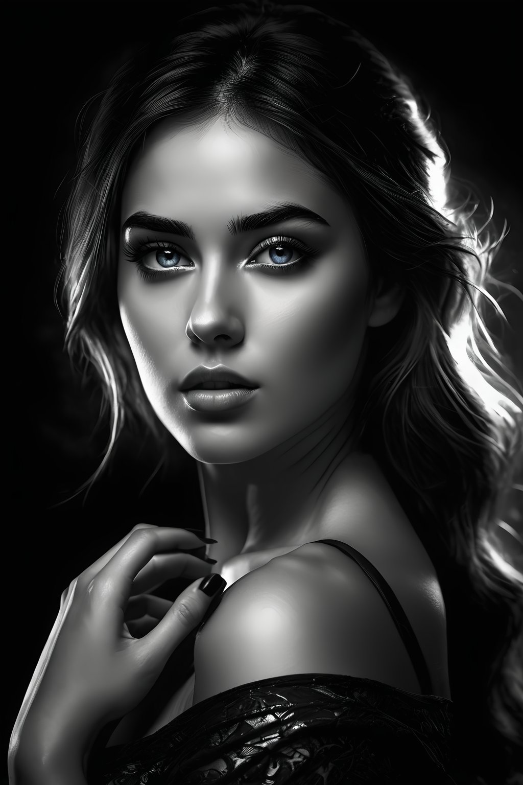 breathtaking illustration of young beautiful (sexy:2.0) asassin girl, strong backlight, alluring, (perfect eyes:2.0), (perfect hands:2.0), evocative dynamic action pose, curvy body . dark and moody style, ink illustration, Splash art, sharp focus, focus on eyes, hyperrealistic, volumetric lighting, dramatic lighting, cinematic lighting, exquisite details, highly detailed, UHD, 64k resolution