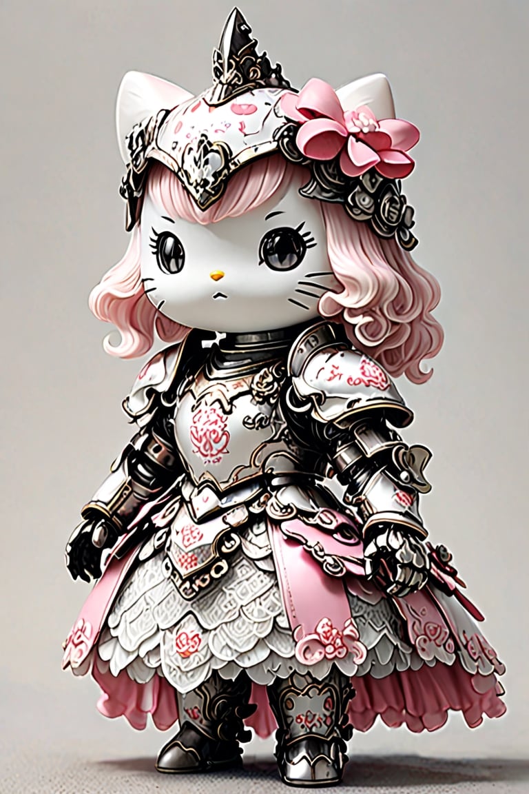 (HELLO KITTY),
Princess Knight penda, is adorned in a pink and white knight's armor, with the helmet featuring the adorable face of  penda, armor is adorned with intricate lace and frills, emitting a sweet fragrance,sticker,mecha