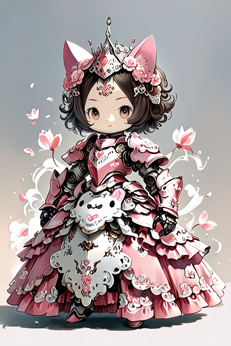 (HELLO KITTY),
Princess Knight penda, is adorned in a pink and white knight's armor, with the helmet featuring the adorable face of  penda, armor is adorned with intricate lace and frills, emitting a sweet fragrance,sticker,mecha