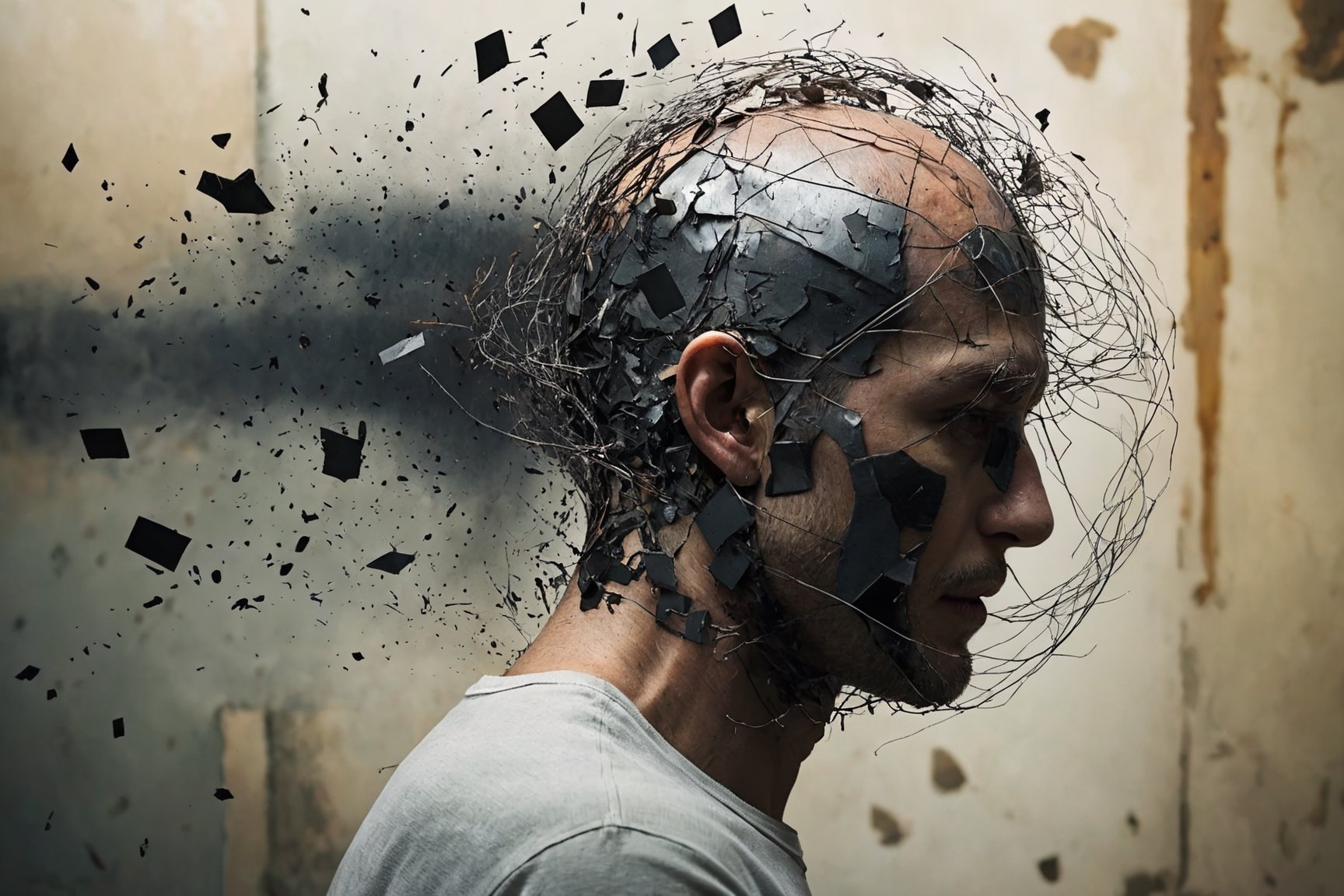 memories fading away. man head,  abstract,  void by hiroshigi on Tensor.Art
