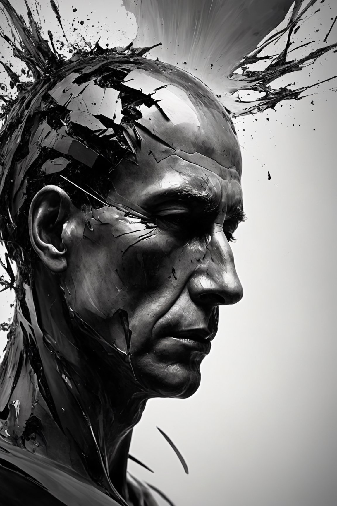 memories fading away. man head,  abstract,  void by hiroshigi on Tensor.Art