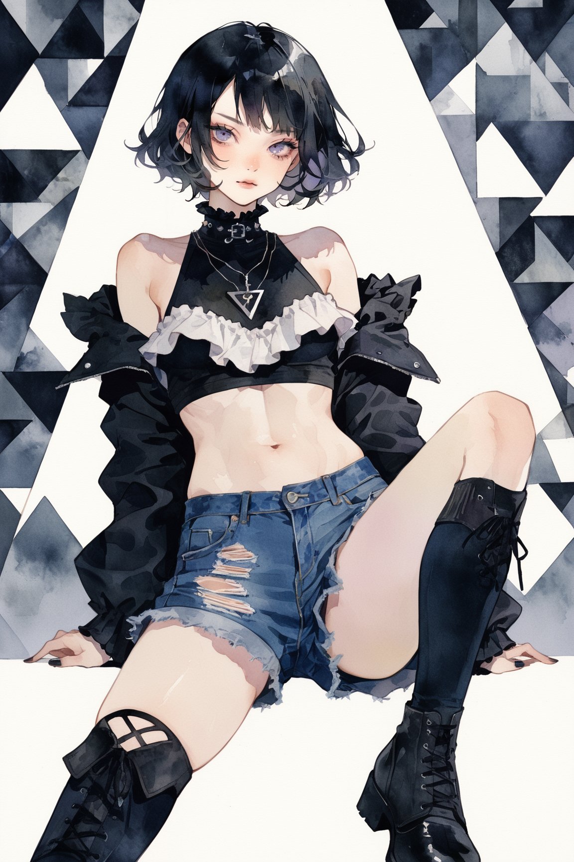 a goth girl,  solo,  bob haircut by ccqxin on Tensor.Art