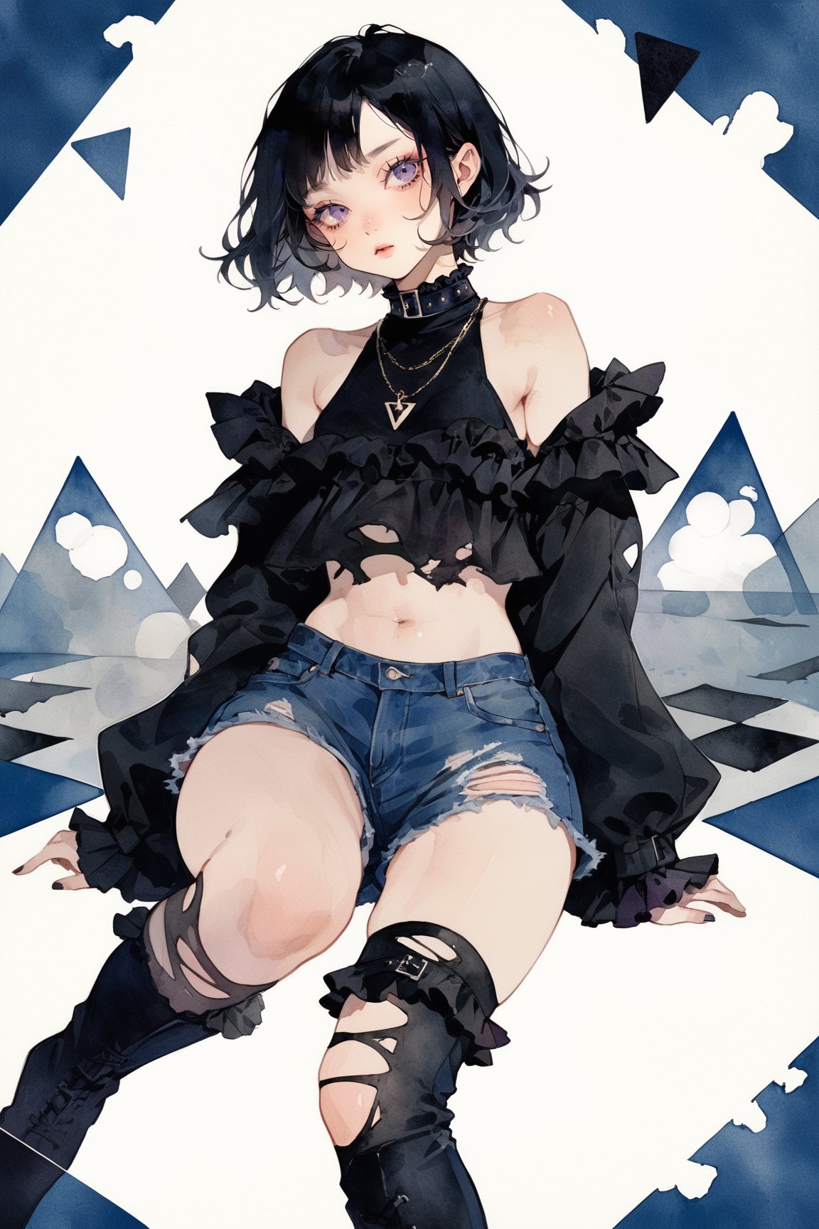 a goth girl,  solo,  bob haircut by ccqxin on Tensor.Art