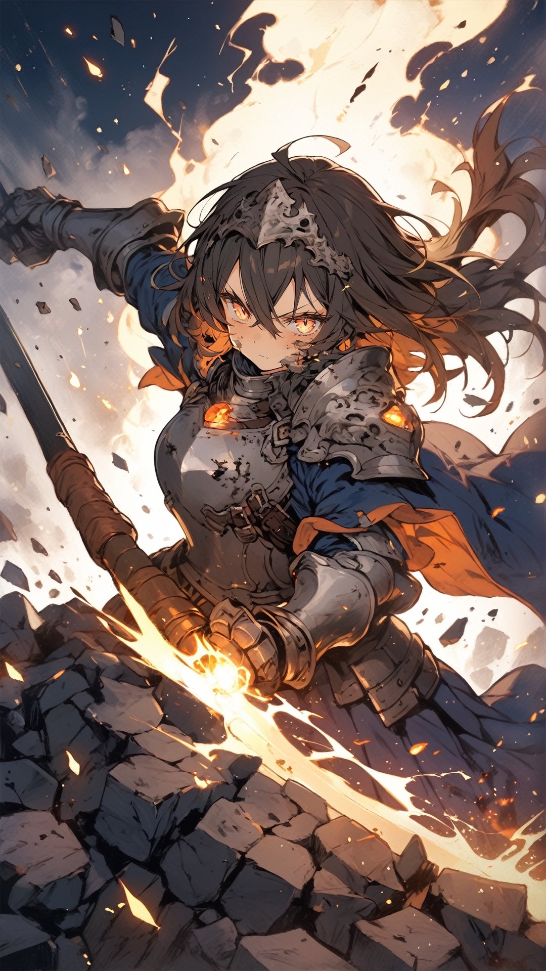 a mature woman,  knight,  amber glowing eyes by ccqxin on Tensor.Art