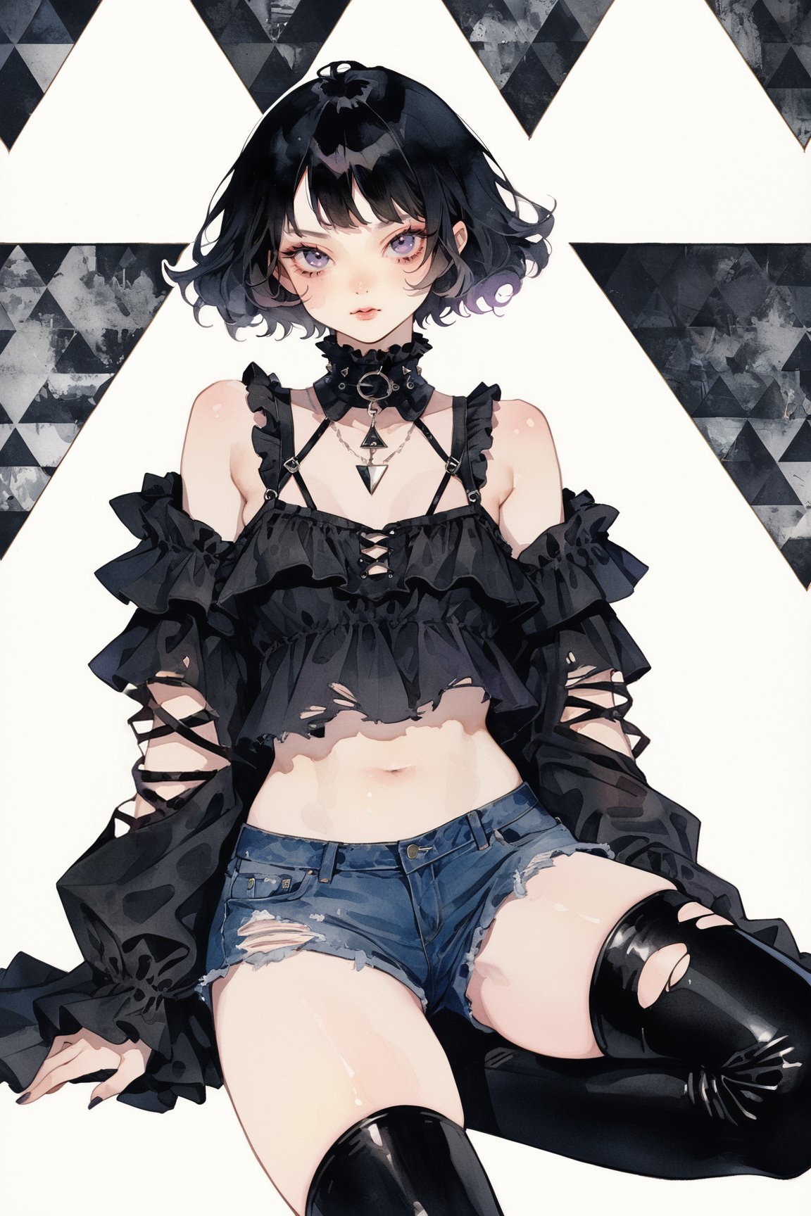 a goth girl,  solo,  bob haircut by ccqxin on Tensor.Art