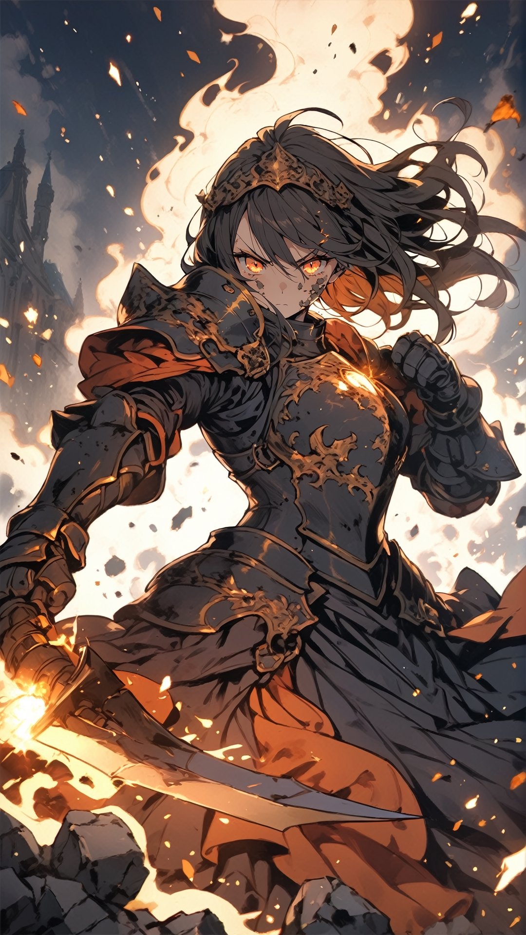 a mature woman,  knight,  amber glowing eyes by ccqxin on Tensor.Art