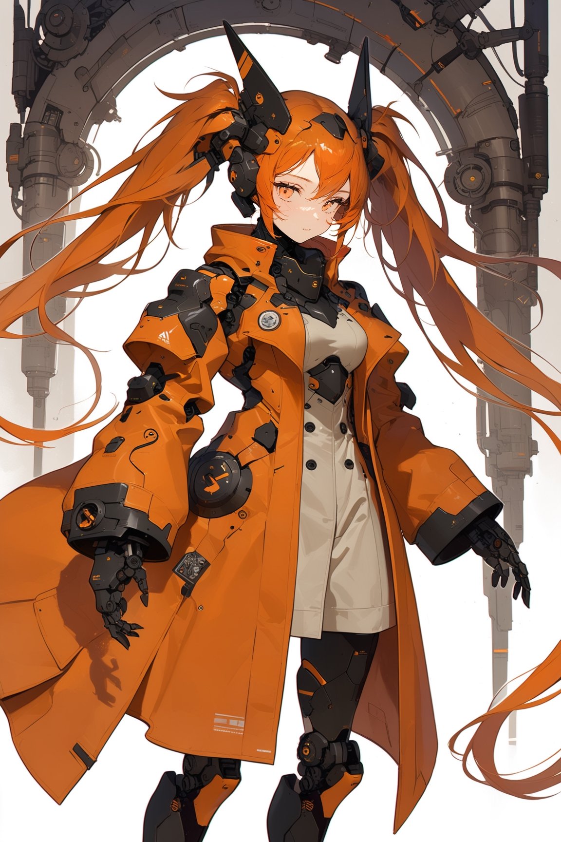 A cute girl,  cyborg,  amber glow eyes BREAK orange long hair by ccqxin on Tensor.Art