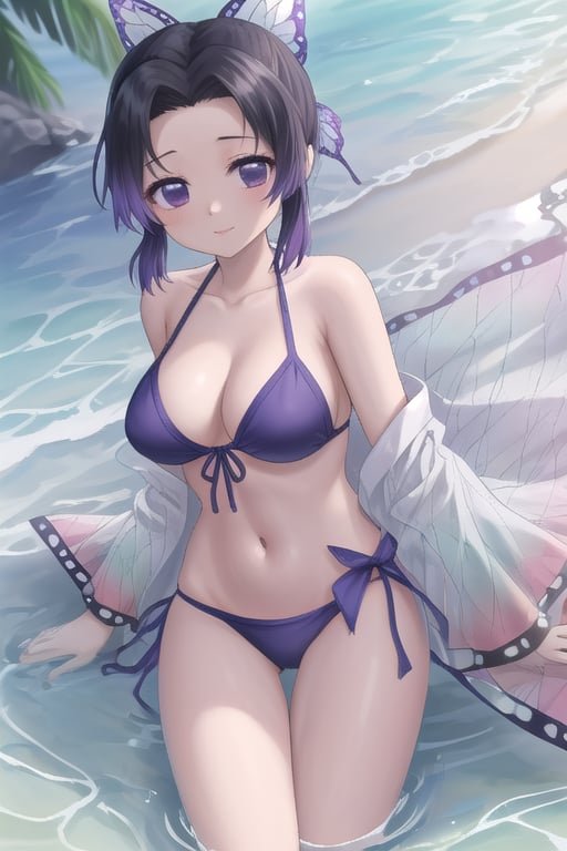 kochou shinobu,  beach,  sunny by Like on Tensor.Art