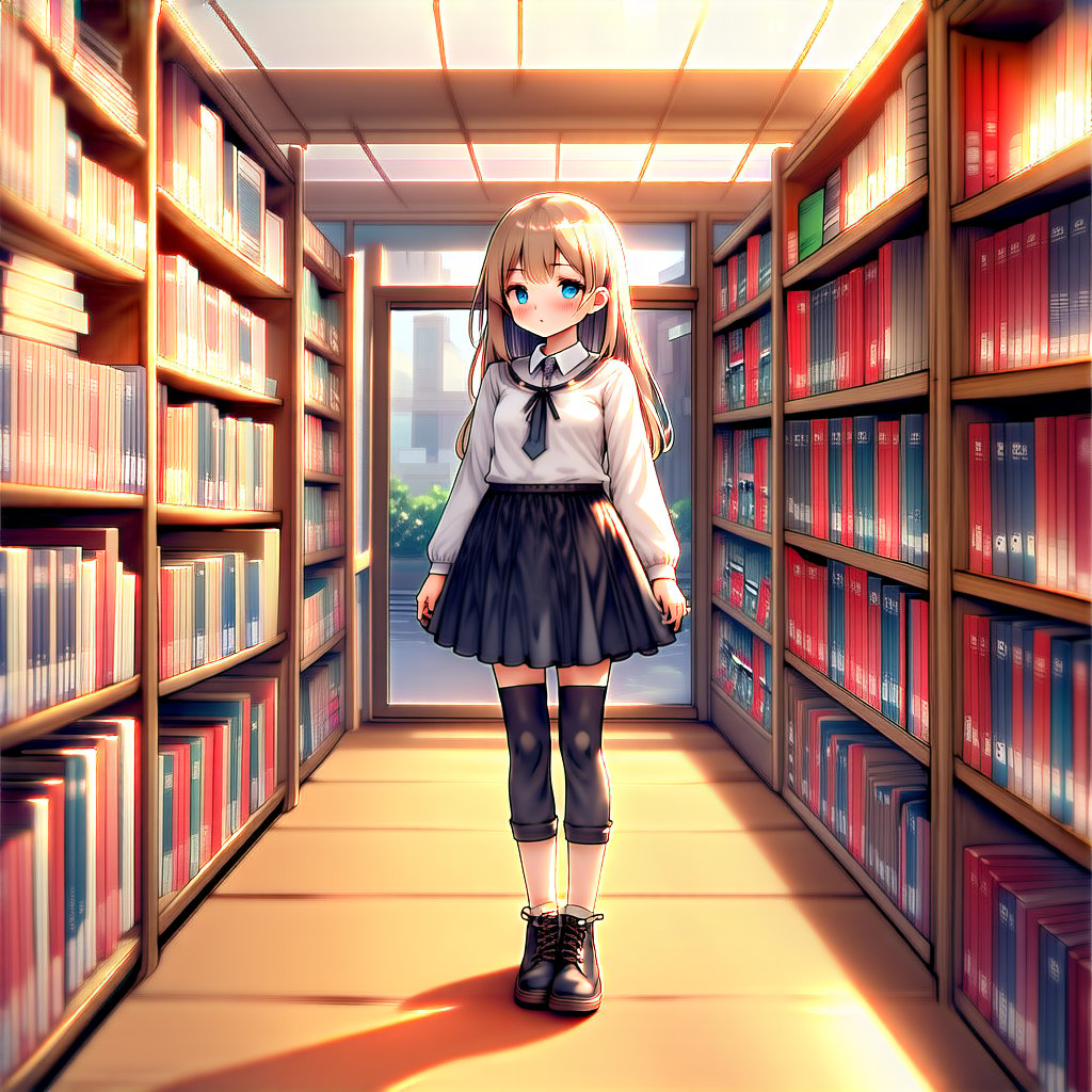 best cg,anime,illustration,1girl,standing,book store