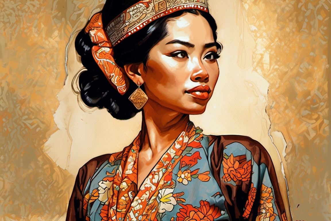 Norman Rockwell style painting,  Indonesian woman,  beautiful by FedorVibramAI on Tensor.Art