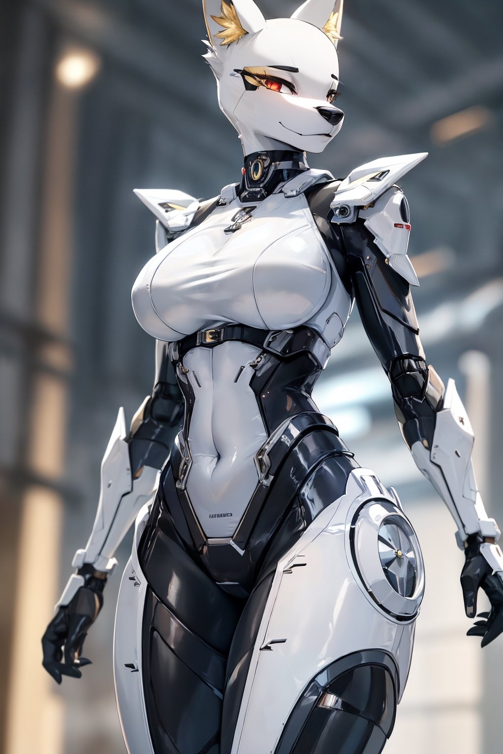 RAW photo, Best picture quality, high resolution, HDR, highres, (absurdres:1.2), realistic, sharp focus, realistic image of elegant furry anthro woman, beauty, supermodel, pure white hair, red eyes, wearing high-tech cyberpunk style blue mecha suit, radiant Glow, sparkling suit, mecha, perfectly customized high-tech suit, ice theme, custom design, 1 girl,furry, anthro, anubis , body fur, ,dark body fur, furry, swordup, looking at viewer, robot,  lens flare, (vibrant color:1.2),1girl, hourglass body shiape,anubis,ankh