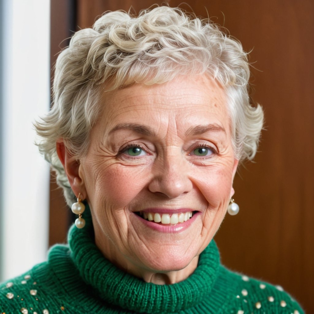 (Medium-wide shot) {Elderly female},  short curly white hair,  Caucasian by justme on Tensor.Art