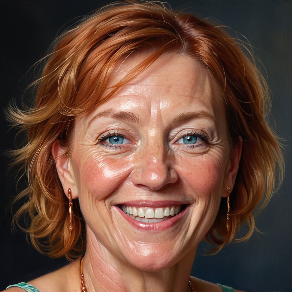 (Medium-wide shot) {Middle-aged female},  wavy red bob,  light olive skin by justme on Tensor.Art