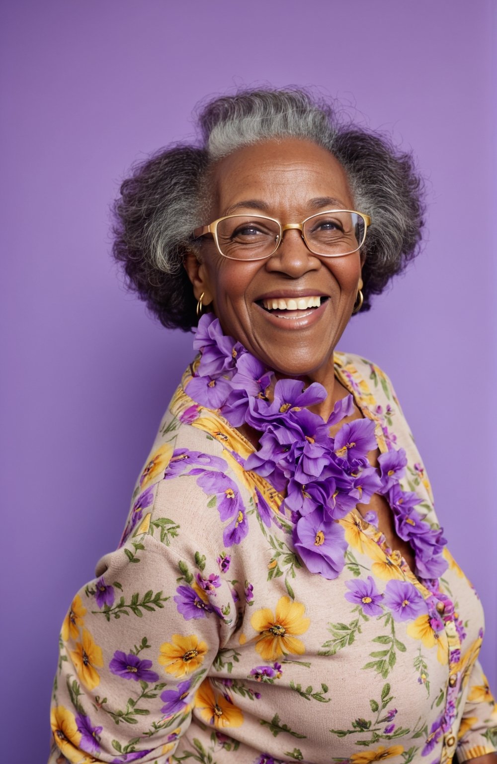 Medium-wide shot) {Elderly female},  short afro,  Black descent by justme on Tensor.Art