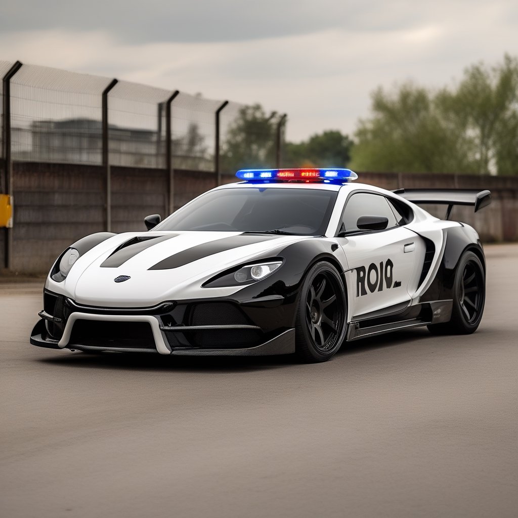 Black and white Police car ,
Near by Dragon, 

,c_car,APEX SUPER CARS XL ,Dragon