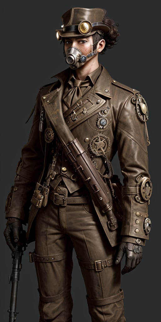 steampunk soldier, oxigen mask