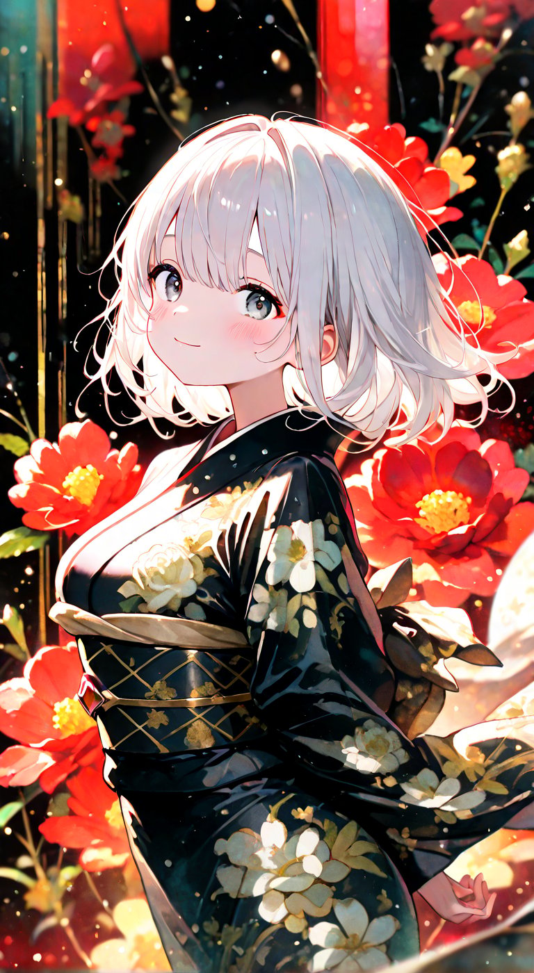 1girl,  solo,  black kimono by 🌻KEI🌻 on Tensor.Art