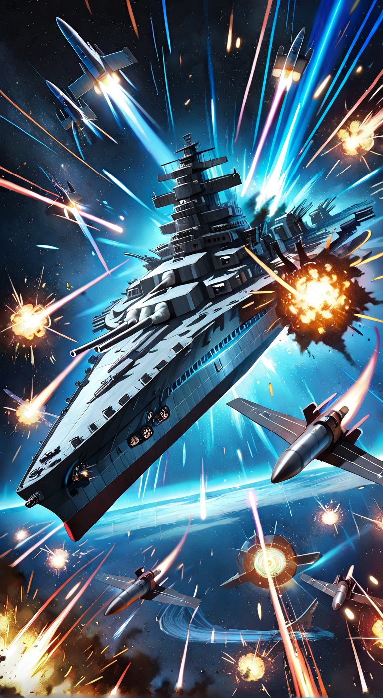Space battleship,  laser cannon,  missile launch by 🌻KEI🌻 on Tensor.Art