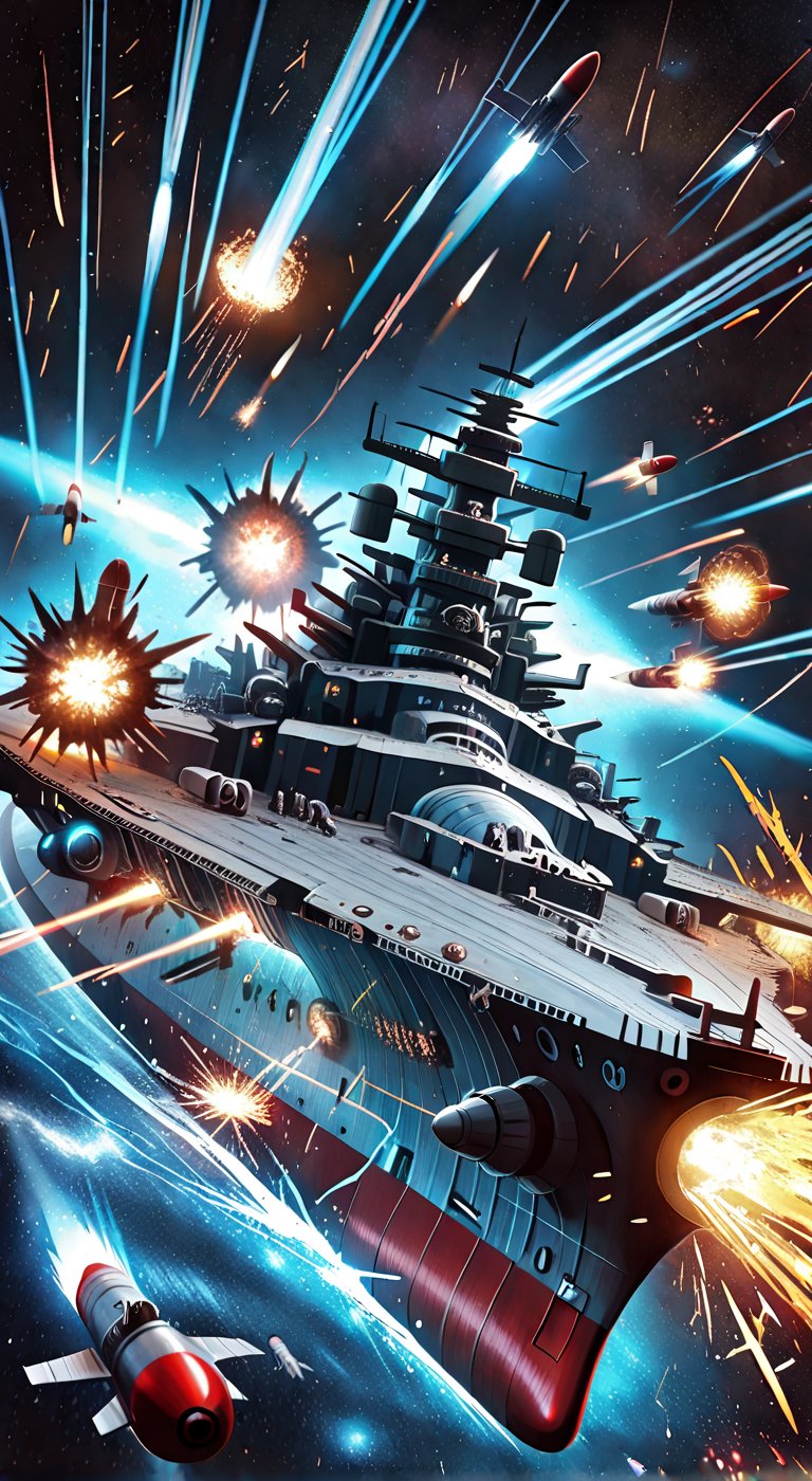 Space battleship,  laser cannon,  missile launch by 🌻KEI🌻 on Tensor.Art