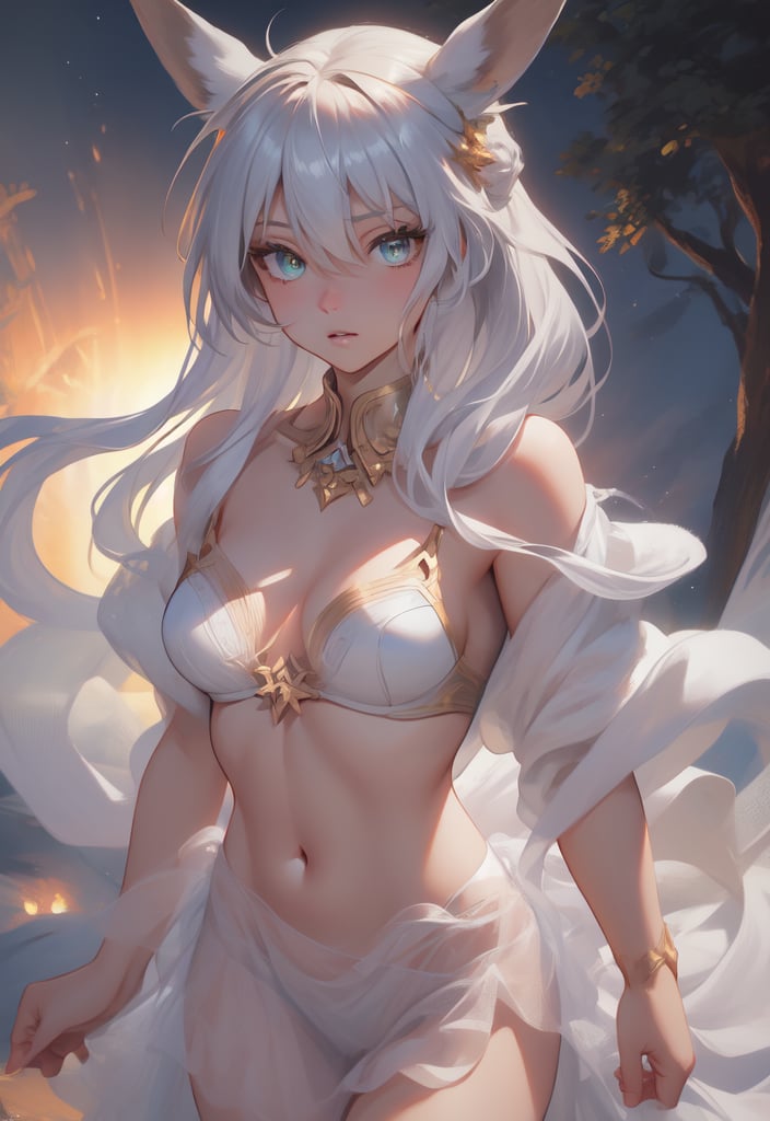 In a mesmerizingly vivid digital anime, a majestic centaur girl of ethereal beauty gallops through a mystical forest. The image captures the creature in breathtaking detail, with shimmering silver fur, flowing mane of iridescent colors, and eyes that sparkle like twinkling stars. The intricate digital painting showcases the centaur's elegant form and graceful movement with stunning realism, evoking a sense of wonder and enchantment. Each pixel is carefully crafted, enhancing the otherworldly and divine essence of this mythical being.