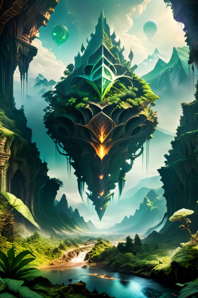 (Artistic photo of surreal alien ruins landscape,  giant plants,  lush forest by Neo_Ryo on Tensor.Art