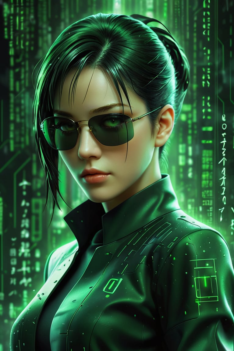 (Matrix Neo, Matrix Code, green and black color scheme, epic poster composition drawn in manga style, dynamic and highly detailed Art Station, concept art, influenced by Artgerm and Wadim Kashin), Detailed Textures, high quality, high resolution, high Accuracy, realism, color correction, Proper lighting settings, harmonious composition, Behance works,sad,Matrix Style