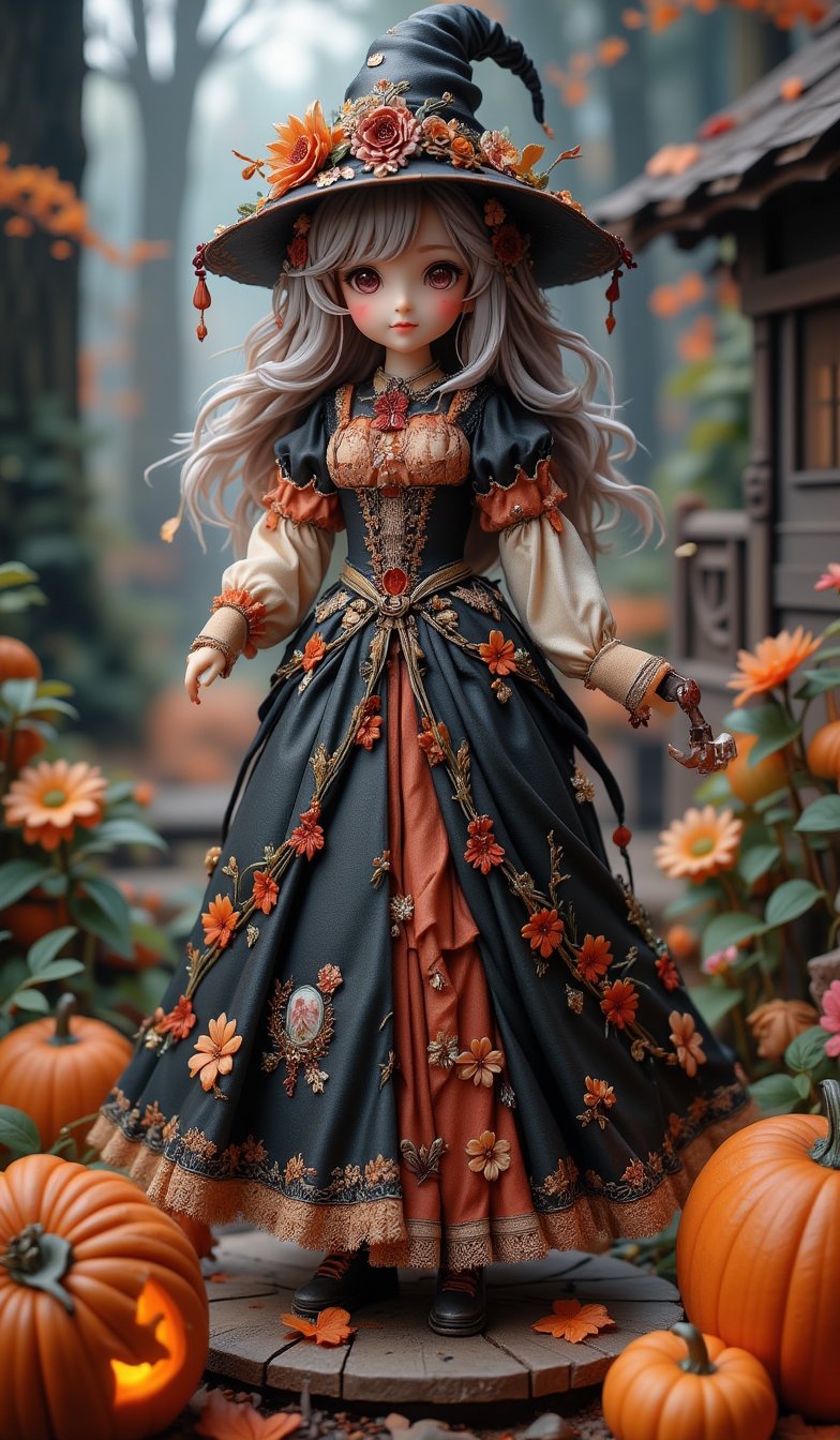 🎃Seasonal Halloween figure diorama. KAWAII. Surreal Grimm fairy tale, unique characters, high-key lighting, bright background, very surreal, shocktober, surprises, horror, anticipation, children's hopes and fears, little pranks, a festival of accidental creatures, energetic neo-noir-inspired backdrops, and beautiful, memorable photos,VNS_Add more details,cool_Anime,create figure 2