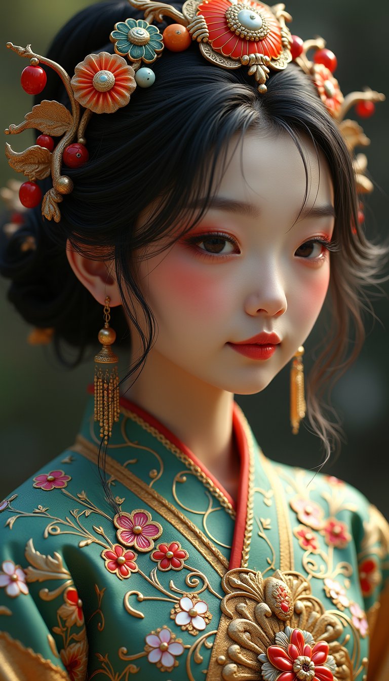 (Beautiful female, cloisonné, and the most beautiful work ever created under the supervision of Yoshitaka Amano), Detailed Textures, high quality, high resolution, high Accuracy, realism, color correction, Proper lighting settings, harmonious composition, Behance works