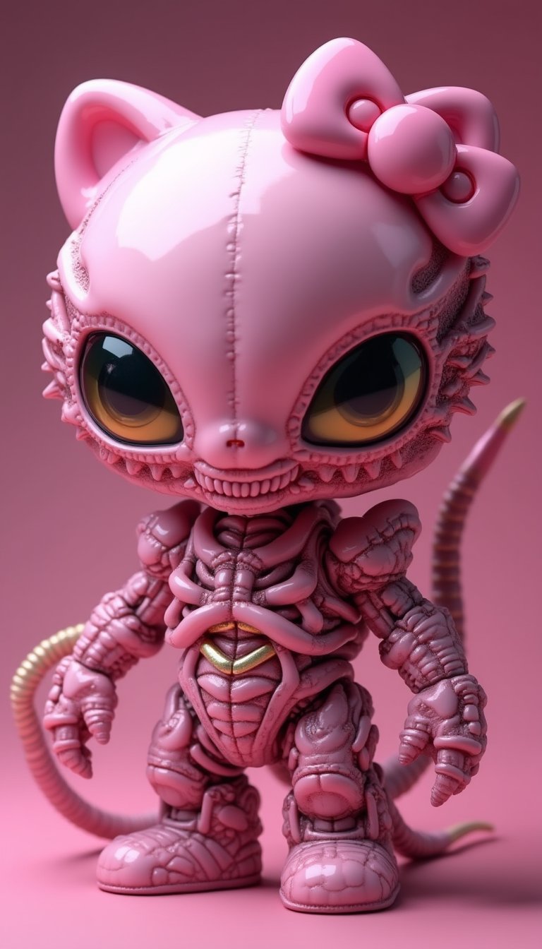 This is a super high-definition photo of a Xenomorph alien that seamlessly blends in with Hello Kitty. The cute yet creepy...