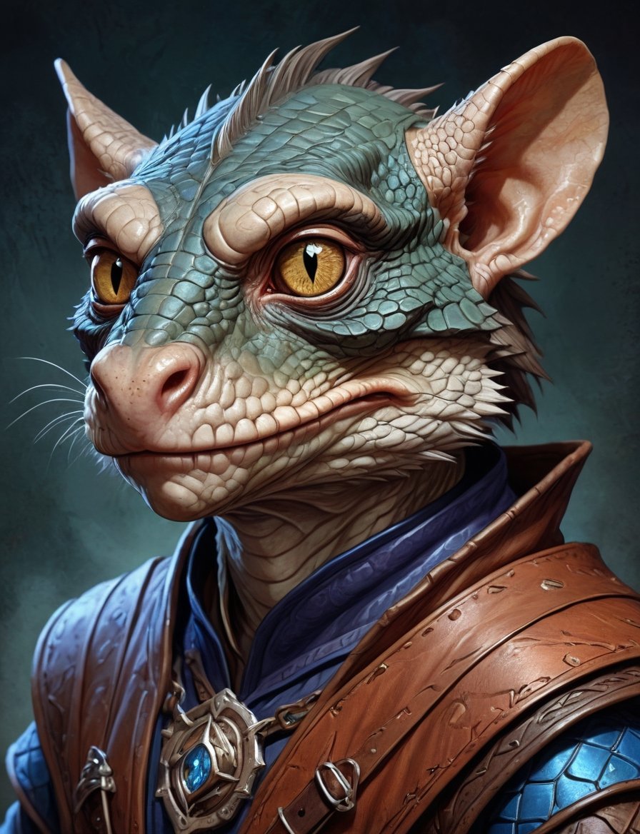 head and shoulders portrait,  Kobold wizard character scales,  sorcerer by Crystalballmech on Tensor.Art