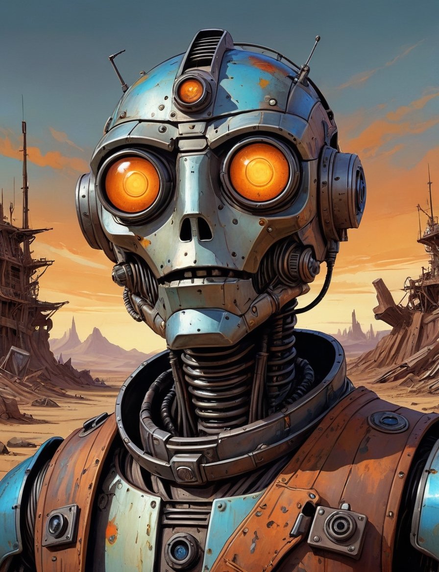 head and shoulders portrait,  A post-apocalyptic vintage robot ,  bender the robot by Crystalballmech on Tensor.Art