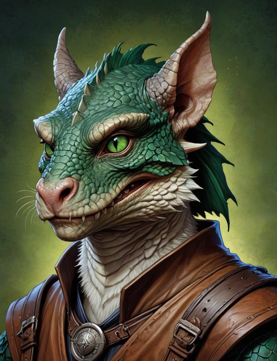 head and shoulders portrait,  Kobold Dragonborn small wizard character scales,  sorcerer by Crystalballmech on Tensor.Art