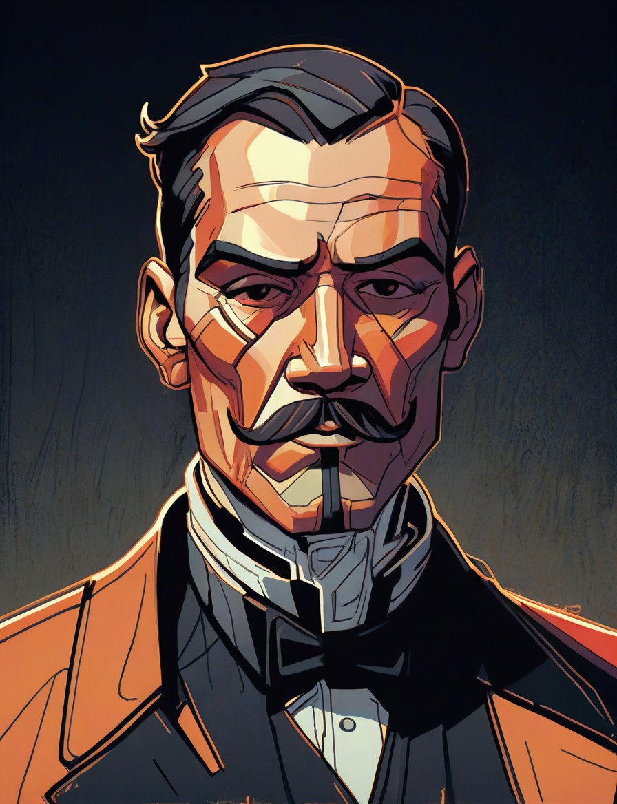 anthropomorphic man with an amazing handlebar mustache ,  gritty fantasy, by Crystalballmech on Tensor.Art