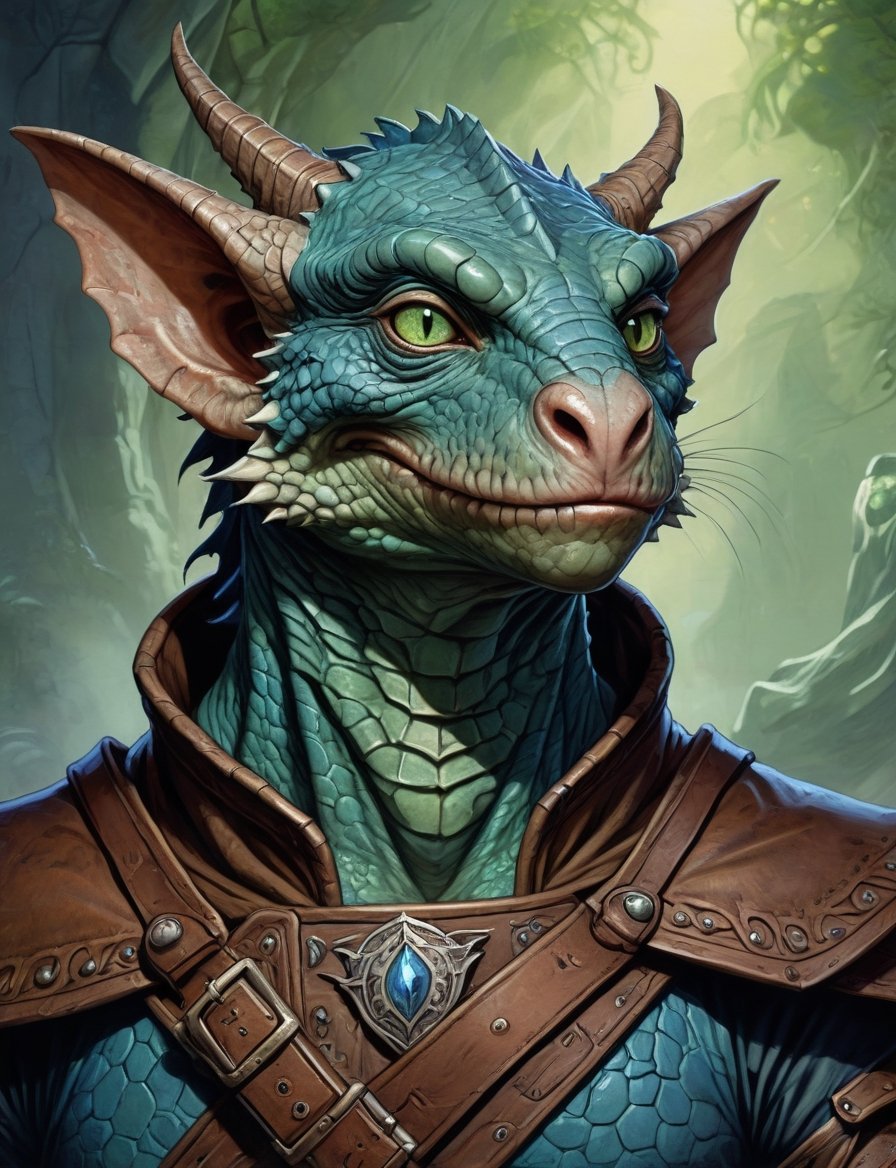 head and shoulders portrait,  Kobold Dragonborn small wizard character scales,  sorcerer by Crystalballmech on Tensor.Art