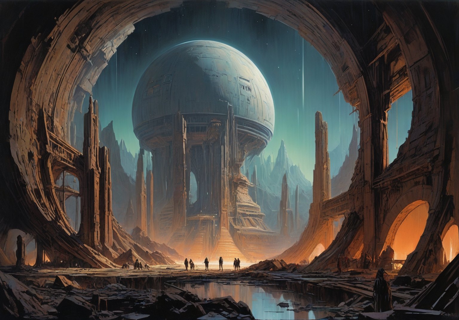 alien planet,  dark night sky, by Crystalballmech on Tensor.Art