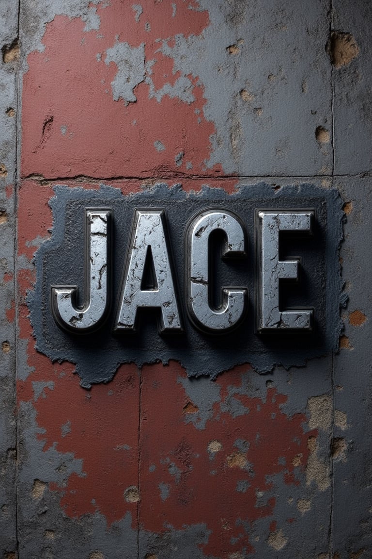 Text that reads "JACE" emblazoned in bold, gritty graffiti script across the center of a worn, urban wall. Faded brick red and weathered gray hues dominate the background, with a subtle nod to industrial decay. The logo's chunky letters, rendered in metallic silver paint, appear to be chiseled into the concrete, giving off a rebellious, DIY vibe.