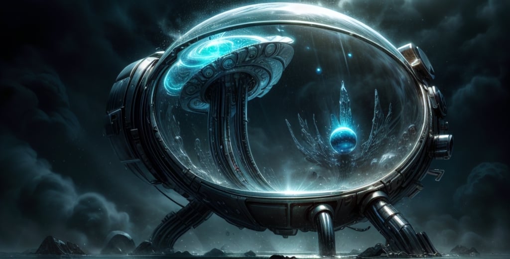 High detailed,  Alien planet,  in the background there is a portal in the form of a ring standing vertically portal to Ano...