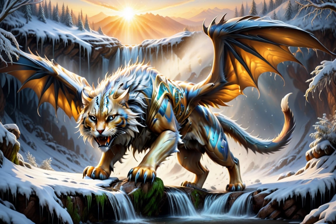 best quality, masterpiece,	
Rengar, the predatory hunter, moves silently through a frozen landscape, his fur bristling with icicles. Claws sharp as icicles, he prepares to pounce from the shadow of the blizzard, his eyes aglow with the thrill of the hunt in this icy terrain.

ultra realistic illustration, siena natural ratio, ultra hd, realistic, vivid colors, highly detailed, UHD drawing, perfect composition, ultra hd, 8k, he has an inner glow, stunning, something that even doesn't exist, mythical being, energy, molecular, textures, iridescent and luminescent scales, breathtaking beauty, pure perfection, divine presence, unforgettable, impressive, breathtaking beauty, Volumetric light, auras, rays, vivid colors reflects.