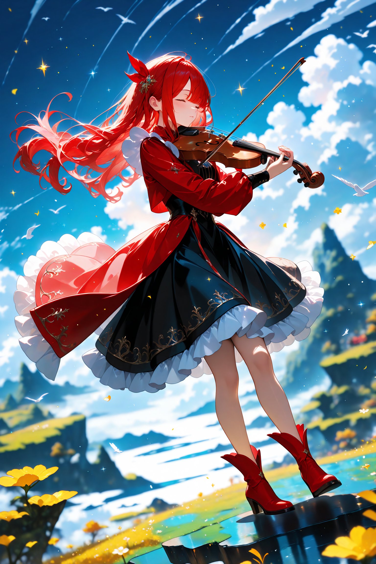 1girl,  a girl levitating among the clouds,  full body by -JSP- on Tensor.Art