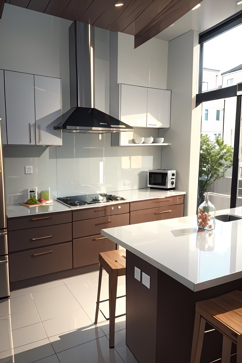 elegant kitchen of contemporary and modern design,Detailed,masterpiece