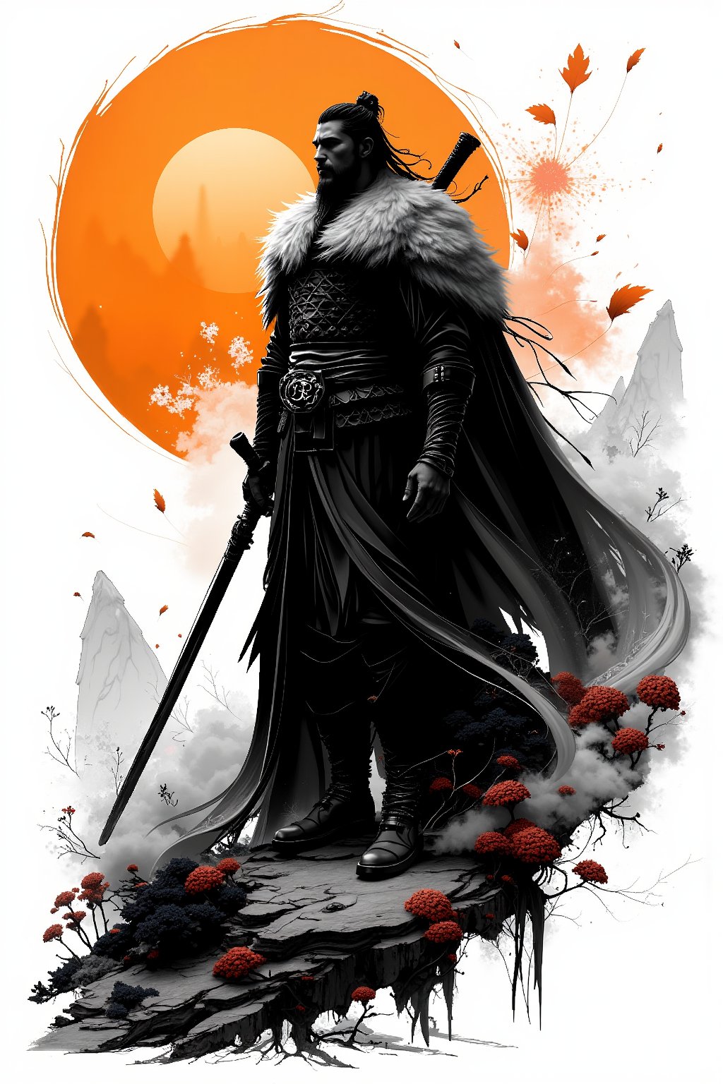 Very badass warrior in sunset,  fine art parody,  upper body by -JSP- on Tensor.Art
