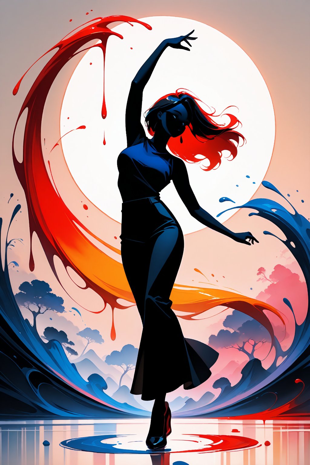 Minimalist,  1girl,  silhouette by -JSP- on Tensor.Art